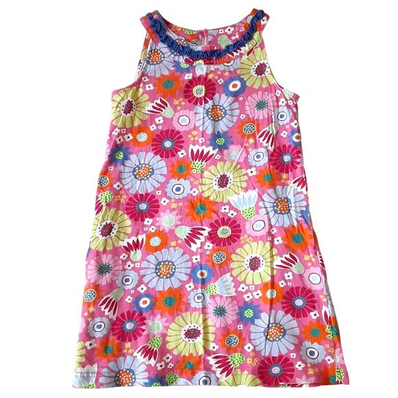 Hanna Andersson Shift Dress Girls 5/6 Retro Mod Floral Multicolor Y2K Summer - Picture 1 of 8